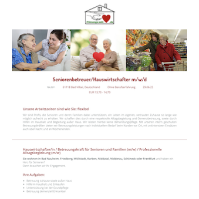 Seniorenbetreuer/Hauswirtschafter m/w/d