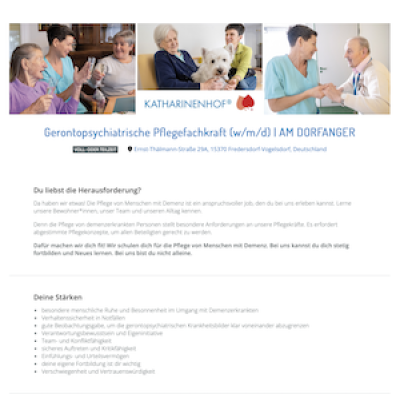 Gerontopsychiatrische Pflegefachkraft (w/m/d) | AM DORFANGER