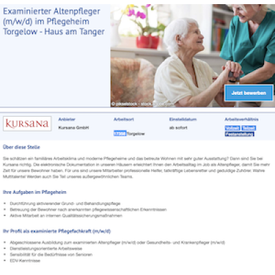 Examinierter Altenpfleger (m/w/d) im Pflegeheim Torgelow - Haus am Tanger