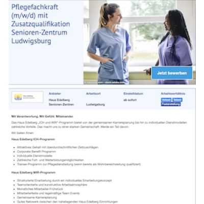 Pflegefachkraft (m/w/d) mit Zusatzqualifikation Senioren-Zentrum Ludwigsburg