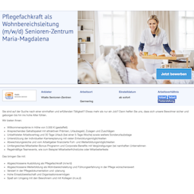 Pflegefachkraft als Wohnbereichsleitung (m/w/d) Senioren-Zentrum Maria-Magdalena