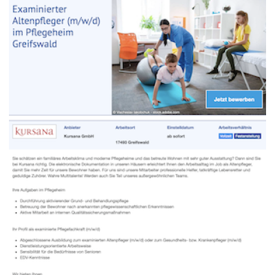 Examinierter Altenpfleger (m/w/d) im Pflegeheim Greifswald