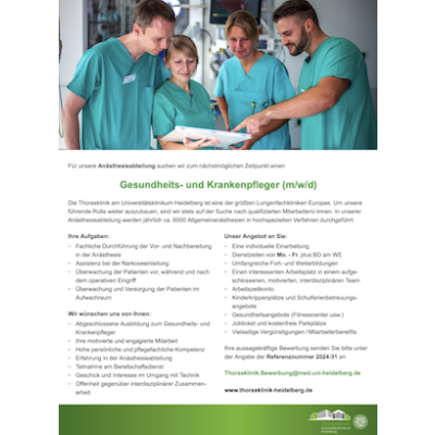 Gesundheits- und Krankenpfleger (m/w/d) Anästhesieabteilung