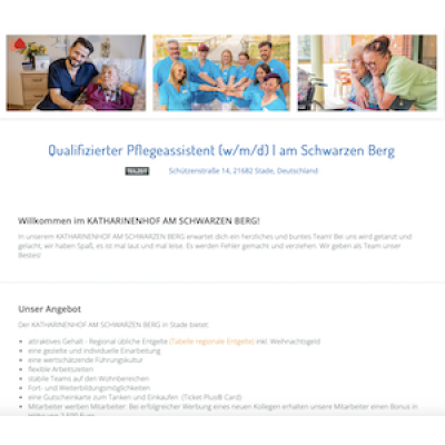 Qualifizierter Pflegeassistent (w/m/d) | am Schwarzen Berg
