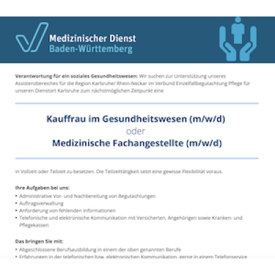 Kauffrau im Gesundheitswesen (m/w/d) oder Medizinische Fachangestellte (m/w/d)