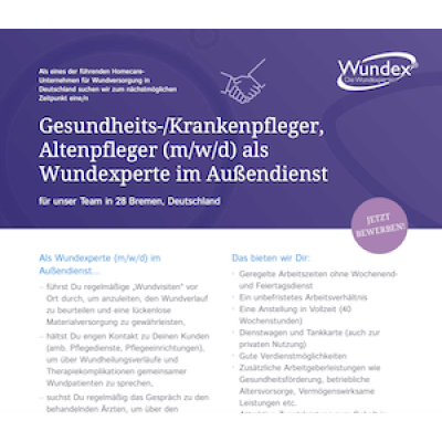 Gesundheits-/Krankenpfleger, Altenpfleger (m/w/d) als Wundexperte im Außendienst