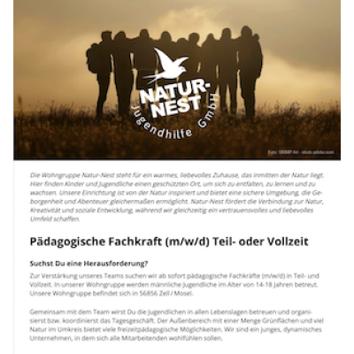 Pädagogische Fachkraft (m/w/d) Teil- oder Vollzeit