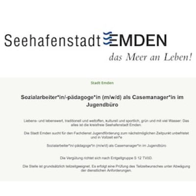 Sozialarbeiter*in/-pädagoge*in (m/w/d) als Casemanager*in im Jugendbüro