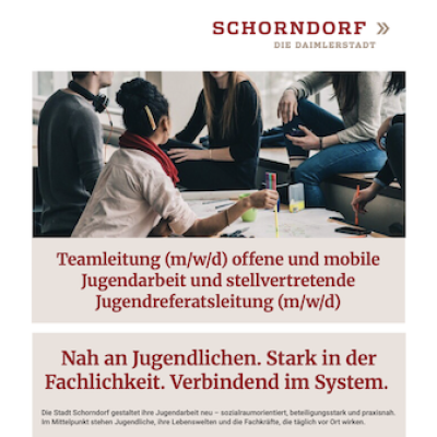 Teamleitung (m/w/d) offene und mobile Jugendarbeit und stellvertretende Jugendreferatsleitung (m/w/d)